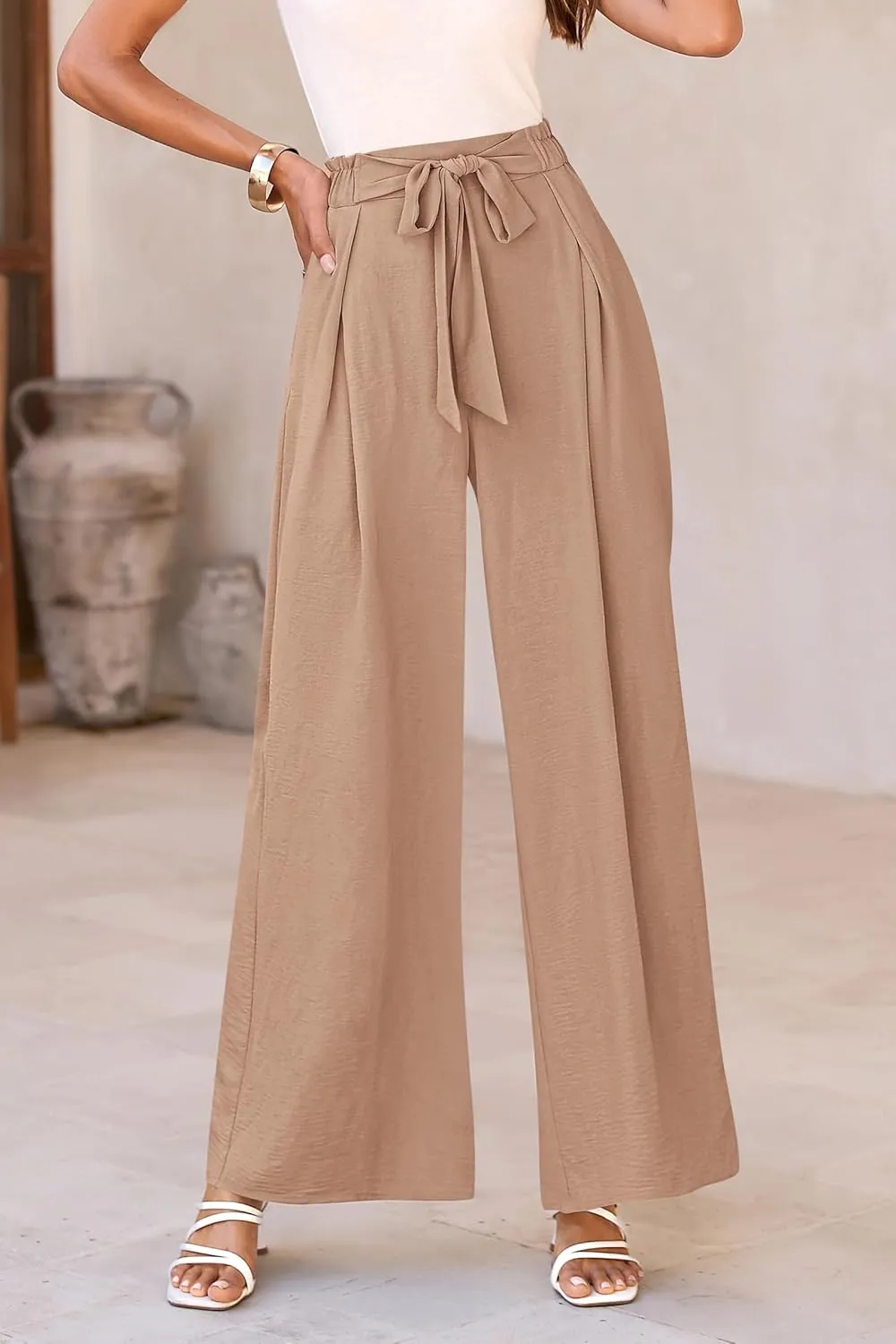 PRETTYGARDEN Women's Wide Leg Work Pants Business Casual High Waisted Loose Palazzo Trouser Summer Clothes