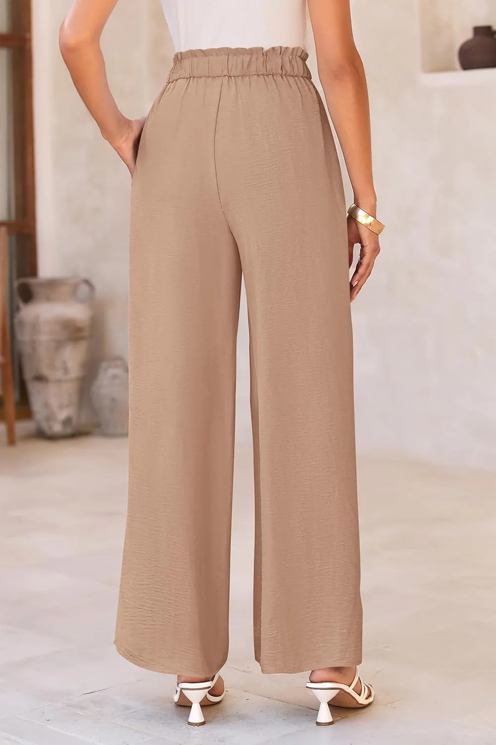 PRETTYGARDEN Women's Wide Leg Work Pants Business Casual High Waisted Loose Palazzo Trouser Summer Clothes