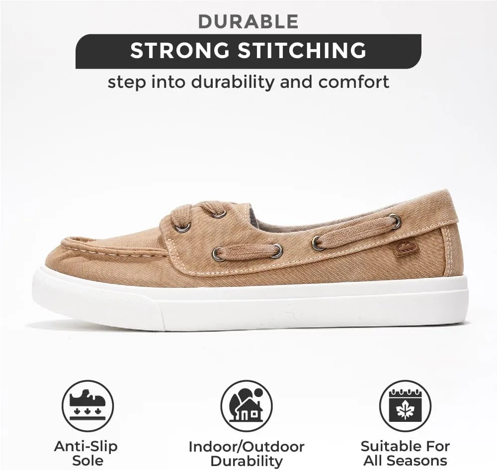Project Cloud Sneakers for Women - Memory Foam Spring Shoes for Women Footwear - Slip-On Boat Shoes - Non Slip Fashion Sneakers - Lightweight Loafers (Seasalt)
