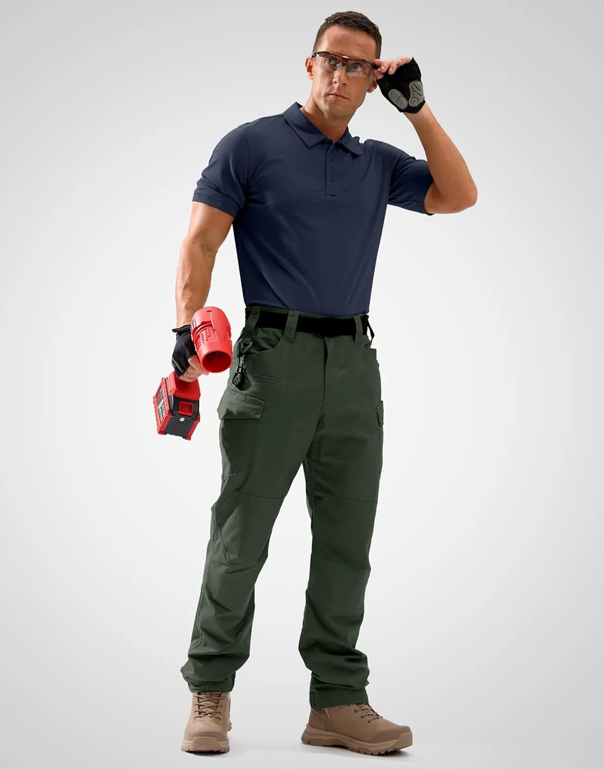 Pudolla Mens Tactical Shirts Short Sleeve Golf Work Polos Moisture Wicking Dry Collared Shirt Lightweight Polo Shirt