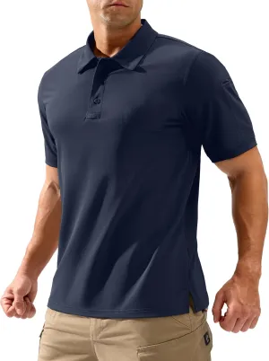 Pudolla Mens Tactical Shirts Short Sleeve Golf Work Polos Moisture Wicking Dry Collared Shirt Lightweight Polo Shirt