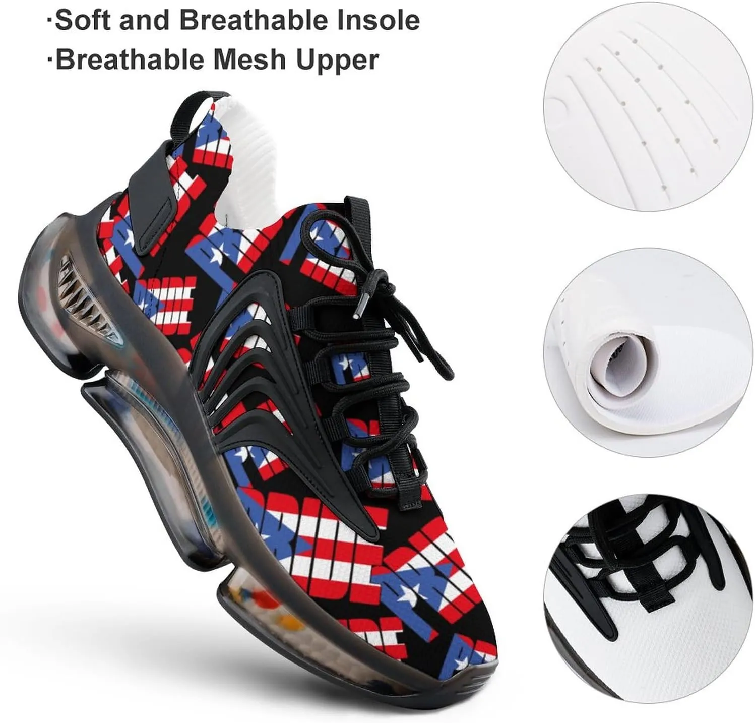 Puerto Rico Rican Flag Country Pride Men's Running Shoes Walking Sneakers for Women Athletic Lightweight Breathable Shoes
