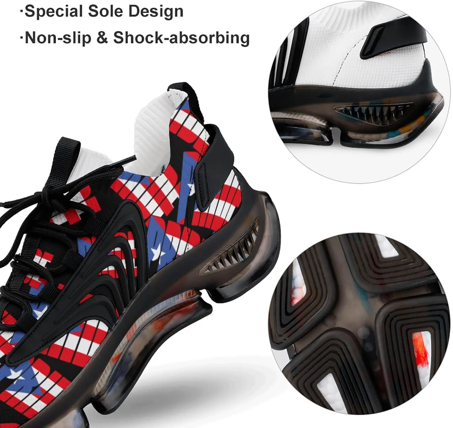 Puerto Rico Rican Flag Country Pride Men's Running Shoes Walking Sneakers for Women Athletic Lightweight Breathable Shoes