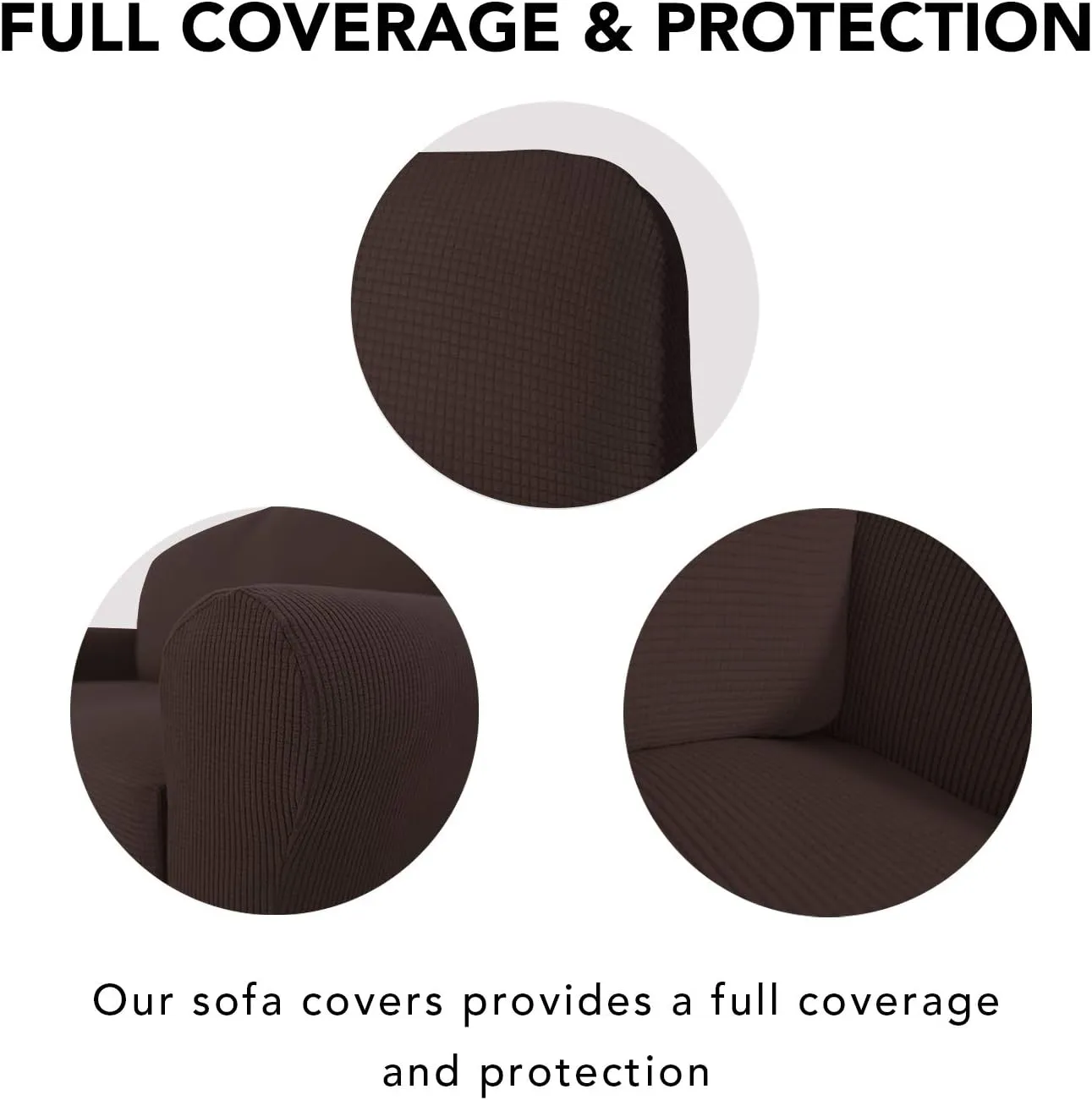 PureFit Stretch Sofa Slipcover – Spandex Jacquard Non Slip Soft Couch Sofa Cover, Washable Furniture Protector with Non Skid Foam and Elastic Bottom for Kids (Sofa, Chocolate)