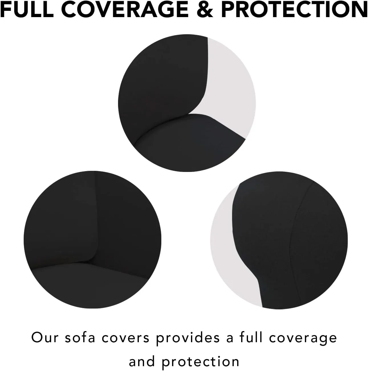 PureFit Super Stretch Sofa Slipcover – Spandex Non Slip Soft Couch Sofa Cover, Washable Furniture Protector with Non Skid Foam and Elastic Bottom for Kids, Pets （Sofa, Black）