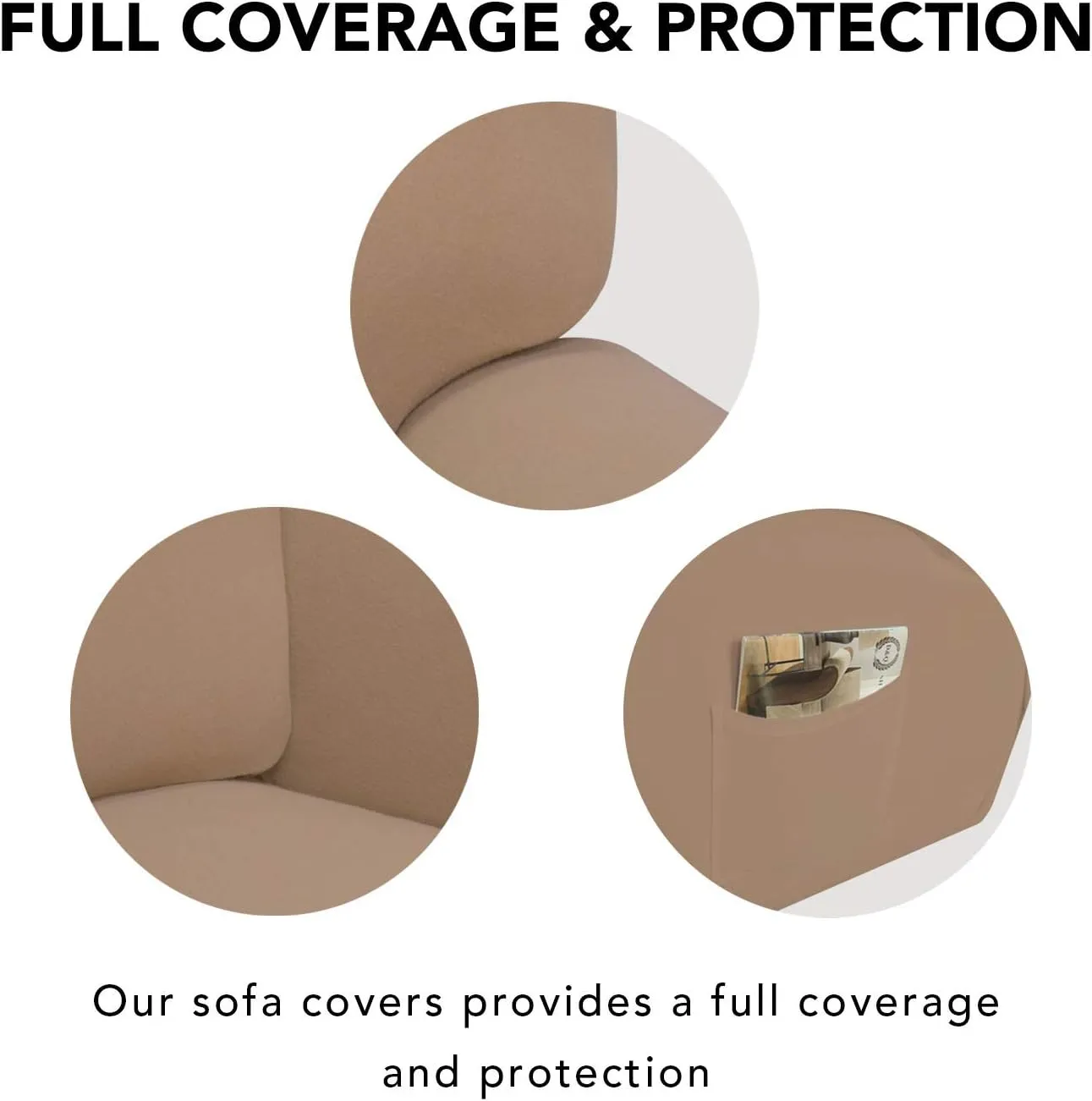 PureFit Super Stretch Sofa Slipcover – Spandex Non Slip Soft Couch Sofa Cover, Washable Furniture Protector with Non Skid Foam and Elastic Bottom for Kids, Pets （Sofa, Camel）