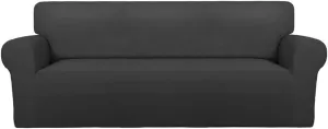 PureFit Super Stretch Sofa Slipcover – Spandex Non Slip Soft Couch Sofa Cover, Washable Furniture Protector with Non Skid Foam and Elastic Bottom for Kids, Pets （Sofa, Dark Gray）