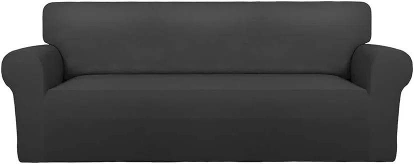 PureFit Super Stretch Sofa Slipcover – Spandex Non Slip Soft Couch Sofa Cover, Washable Furniture Protector with Non Skid Foam and Elastic Bottom for Kids, Pets （Sofa, Dark Gray）