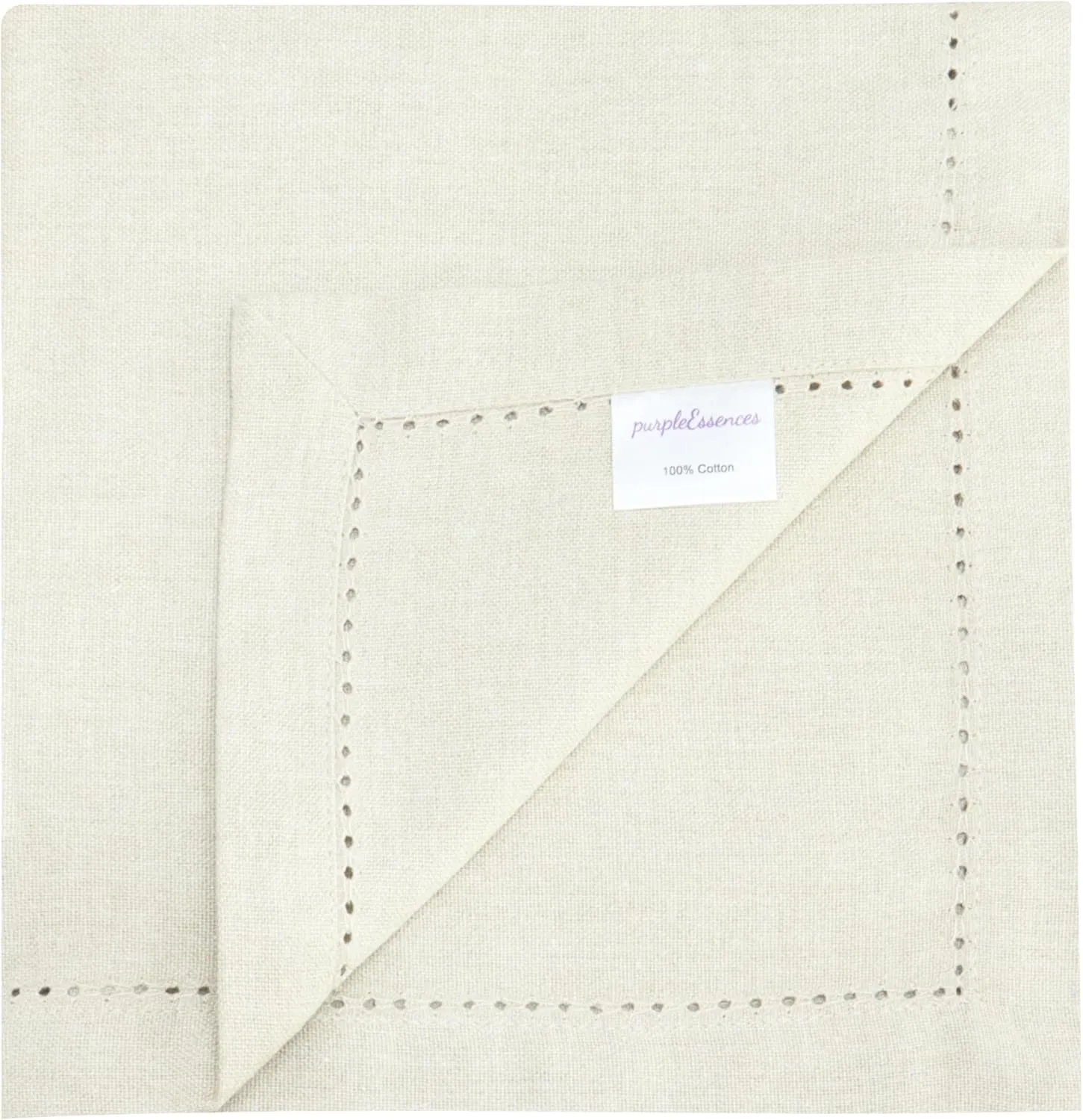 PurpleEssences Set of 12 Hemstitch Cloth Dinner Napkins 100% Cotton - Soft Durable Washable - Ideal for Wedding Spring Summer - Perfect Everyday Use Table Linen 18x18 - Royal Linen