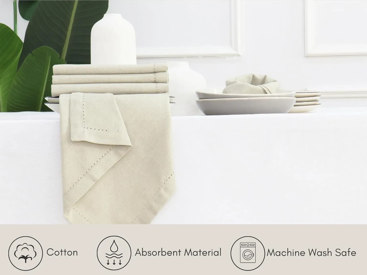 PurpleEssences Set of 12 Hemstitch Cloth Dinner Napkins 100% Cotton - Soft Durable Washable - Ideal for Wedding Spring Summer - Perfect Everyday Use Table Linen 18x18 - Royal Linen