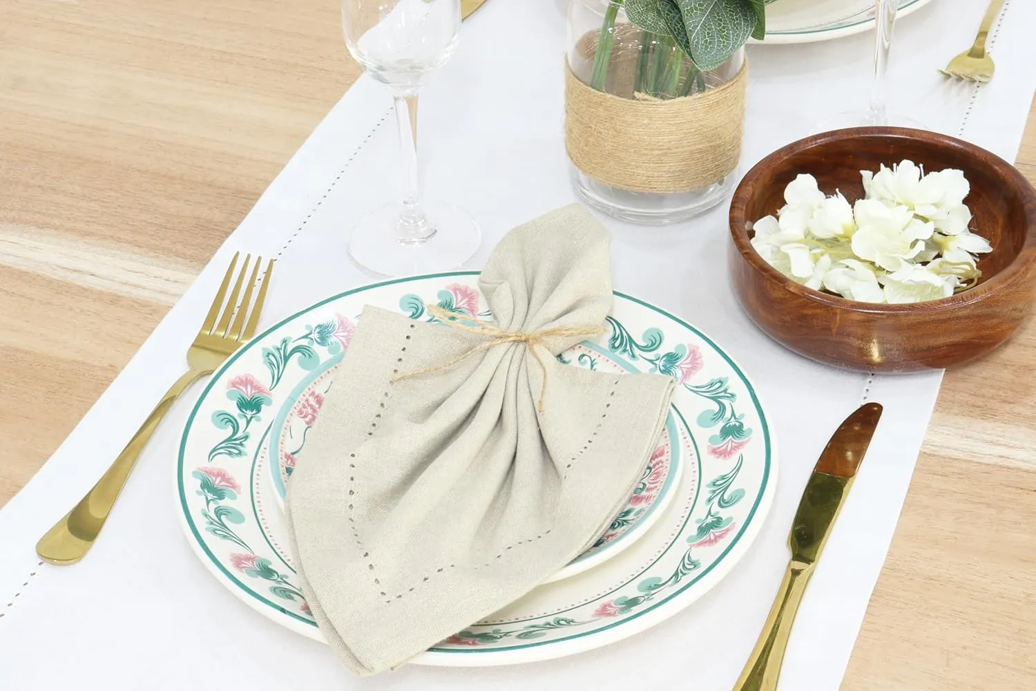 PurpleEssences Set of 12 Hemstitch Cloth Dinner Napkins 100% Cotton - Soft Durable Washable - Ideal for Wedding Spring Summer - Perfect Everyday Use Table Linen 18x18 - Royal Linen