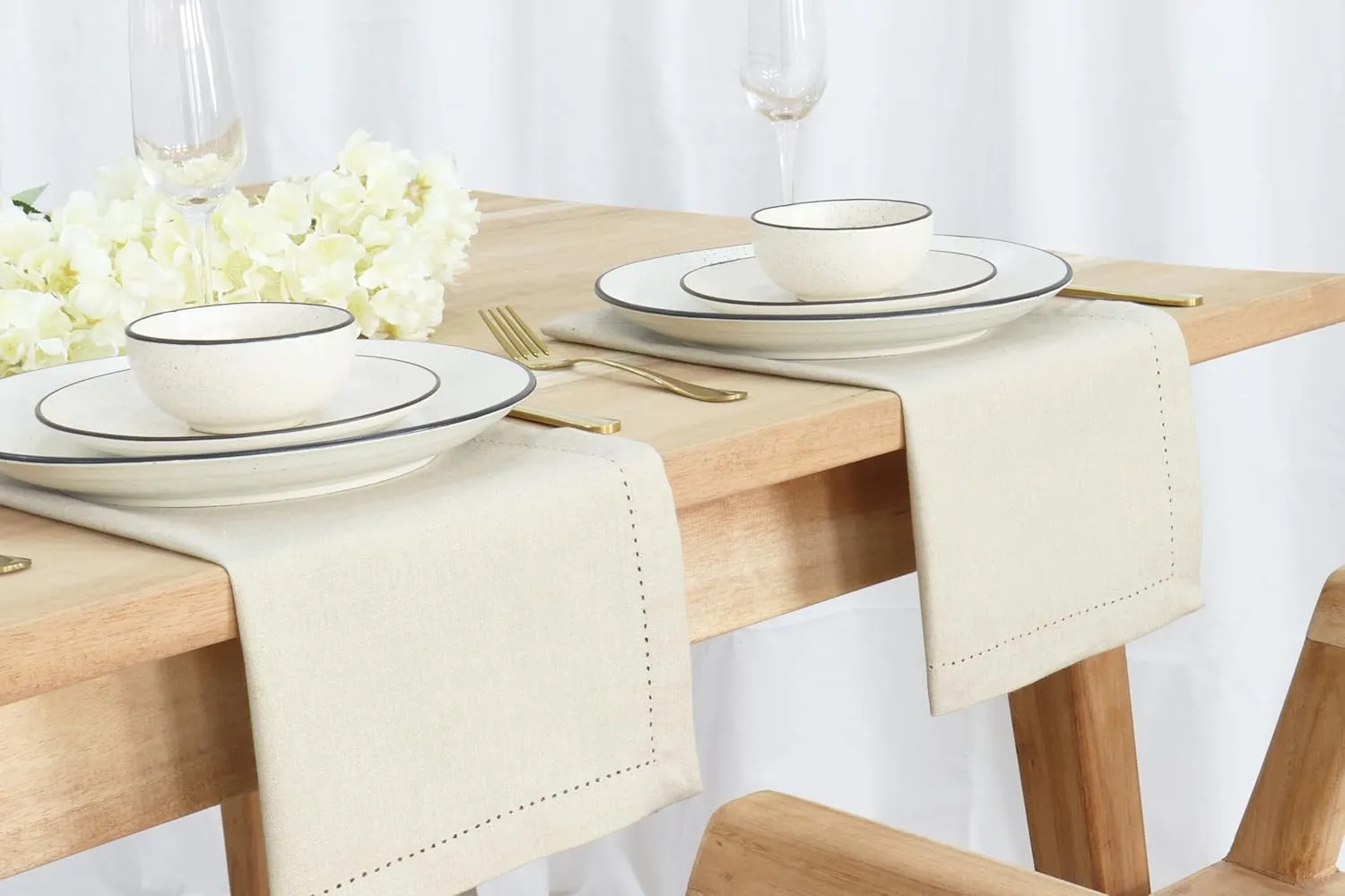 PurpleEssences Set of 12 Hemstitch Cloth Dinner Napkins 100% Cotton - Soft Durable Washable - Ideal for Wedding Spring Summer - Perfect Everyday Use Table Linen 18x18 - Royal Linen