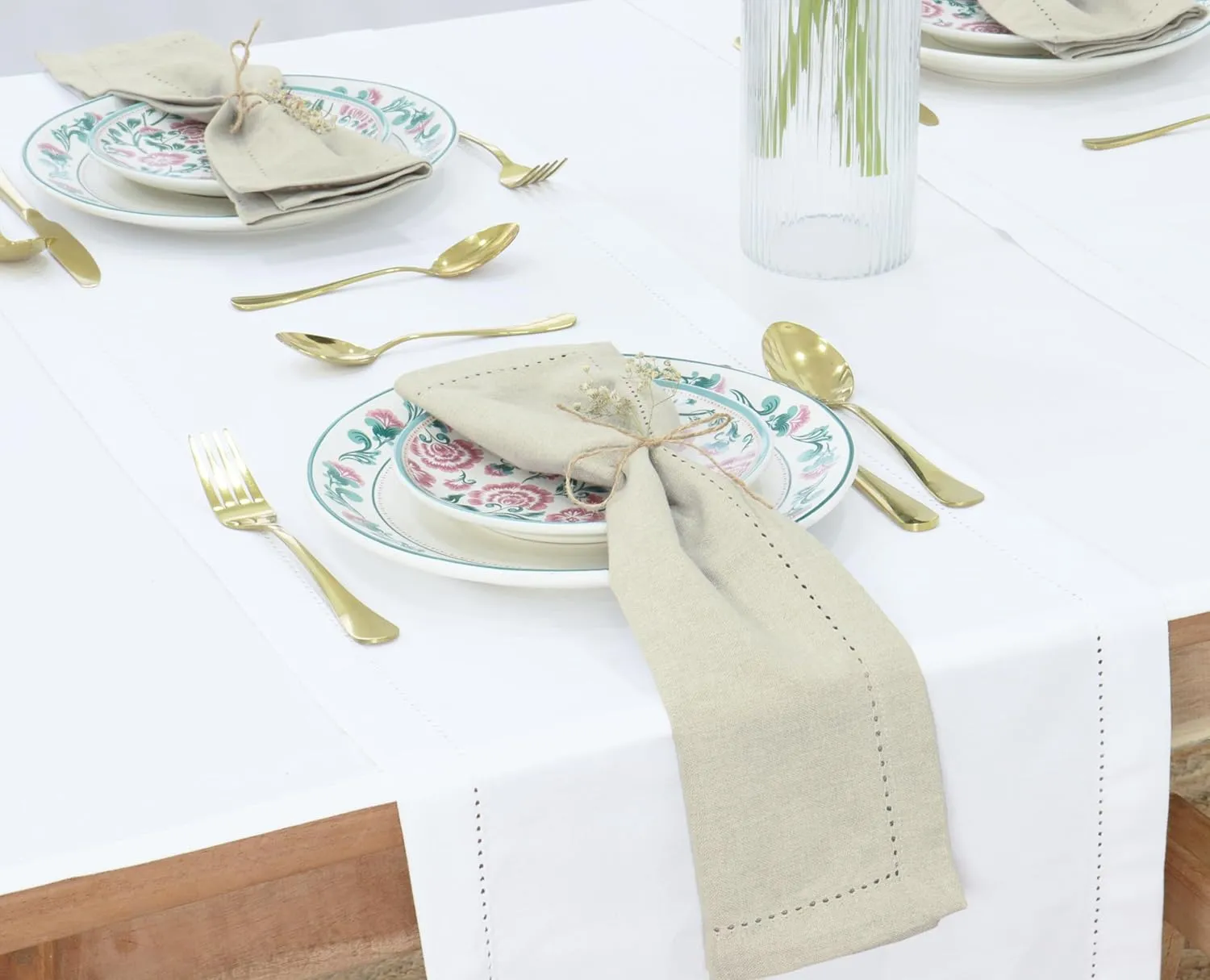 PurpleEssences Set of 12 Hemstitch Cloth Dinner Napkins 100% Cotton - Soft Durable Washable - Ideal for Wedding Spring Summer - Perfect Everyday Use Table Linen 18x18 - Royal Linen