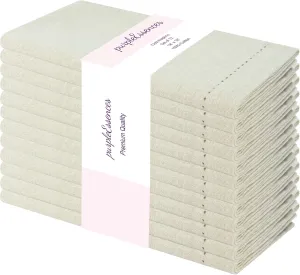 PurpleEssences Set of 12 Hemstitch Cloth Dinner Napkins 100% Cotton - Soft Durable Washable - Ideal for Wedding Spring Summer - Perfect Everyday Use Table Linen 18x18 - Royal Linen