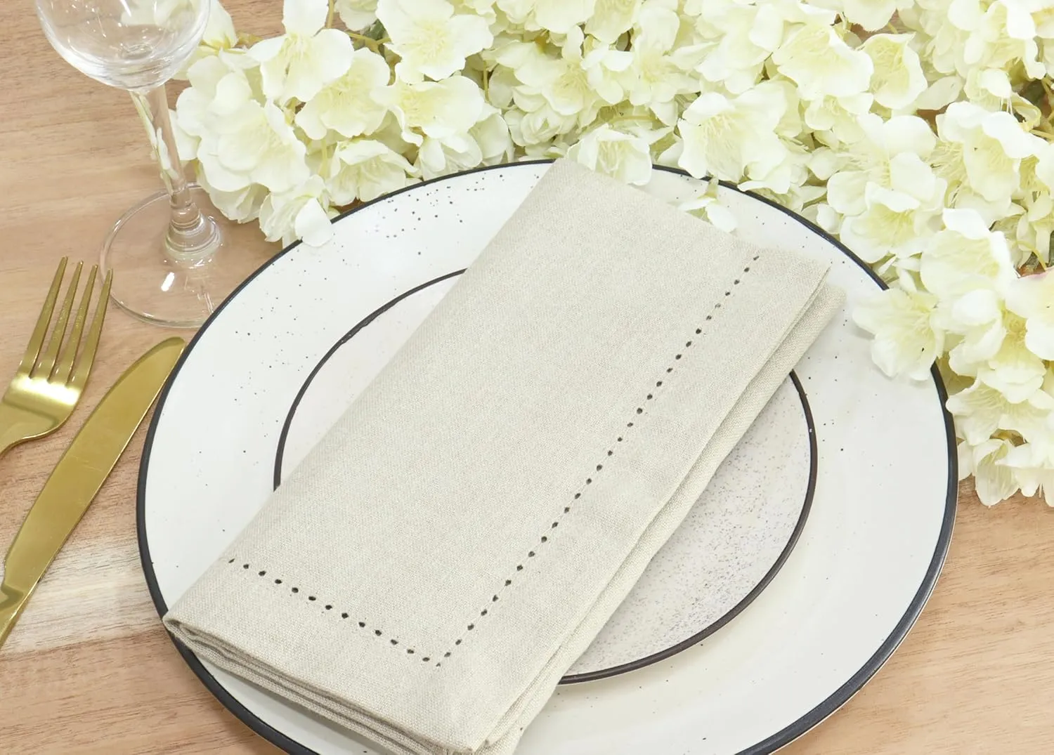 PurpleEssences Set of 12 Hemstitch Cloth Dinner Napkins 100% Cotton - Soft Durable Washable - Ideal for Wedding Spring Summer - Perfect Everyday Use Table Linen 18x18 - Royal Linen