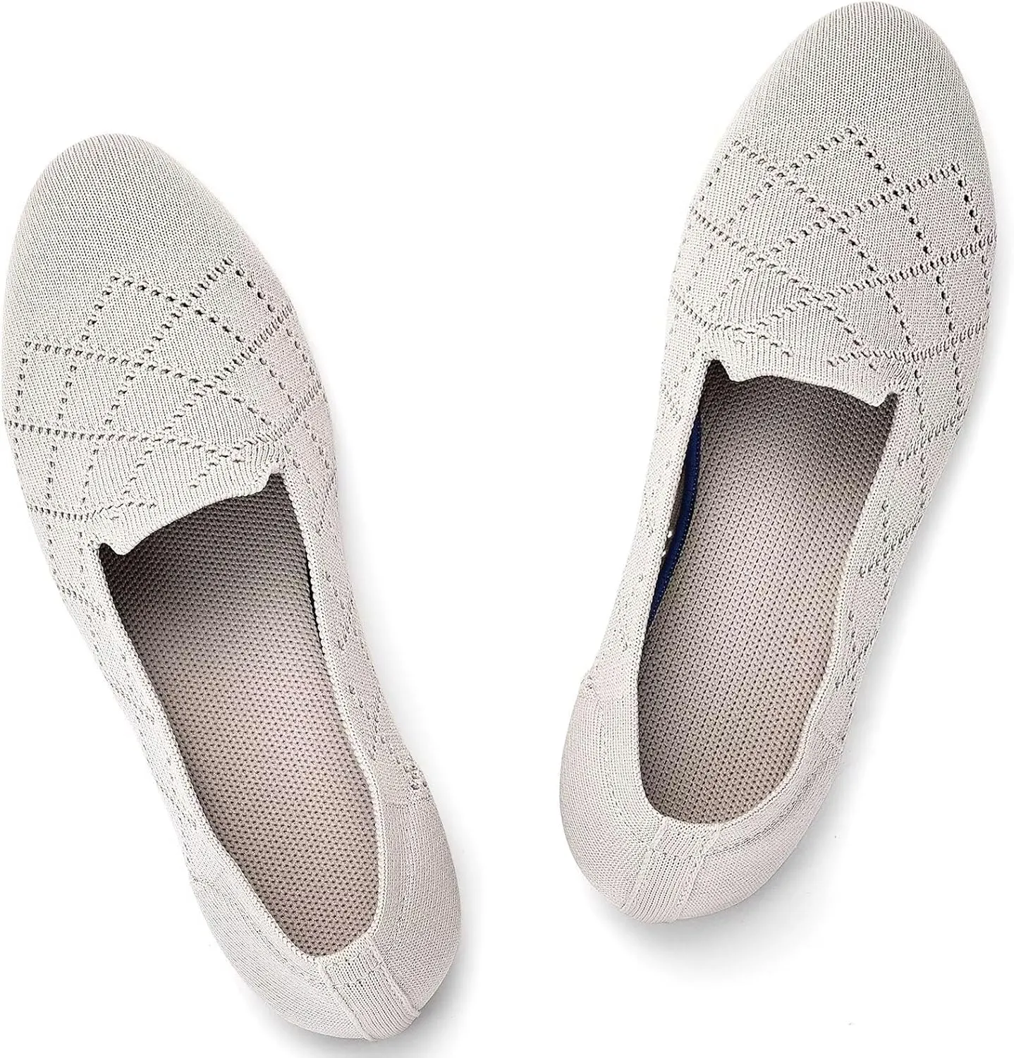 Puxowe Ballet Flats for Women - Stretch Knit Slip-On Low Wedge Shoes, Soft Round Toe Design for Office, Travel & Daily Walking