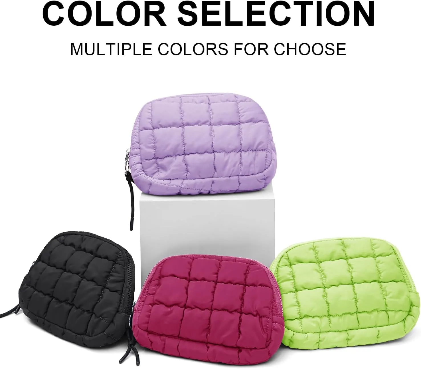 Quilted Puffer Belt Bag Waist Fanny Packs Lightweight Crossbody Bag with Adjustable Strap for Workout Running Traveling Hiking 8042 Light Purple