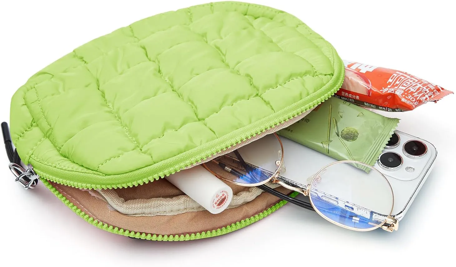 Quilted Puffer Belt Bag Waist Fanny Packs Lightweight Crossbody Bag with Adjustable Strap for Workout Running Traveling Hiking 8042 Light Yellow