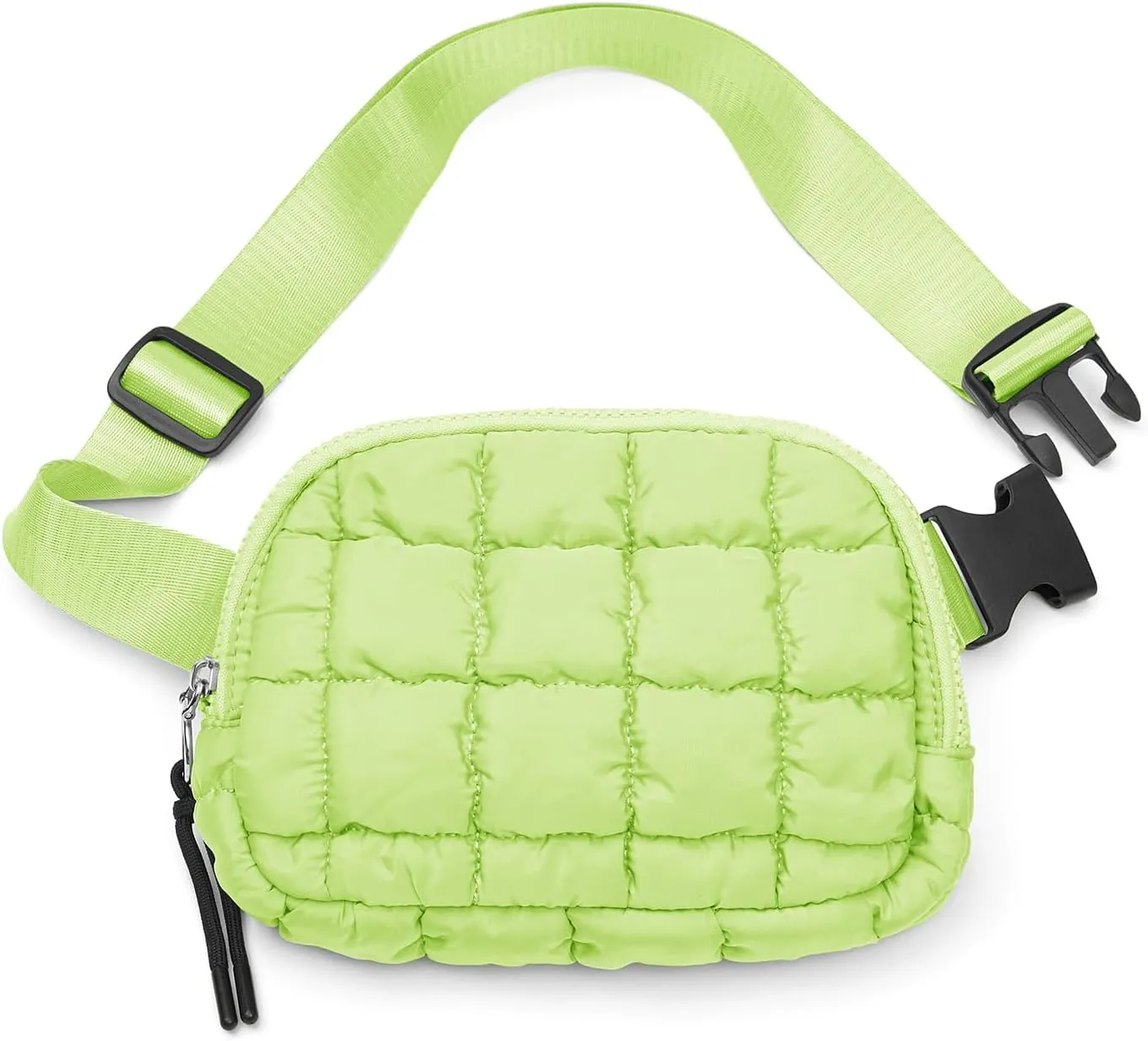 Quilted Puffer Belt Bag Waist Fanny Packs Lightweight Crossbody Bag with Adjustable Strap for Workout Running Traveling Hiking 8042 Light Yellow