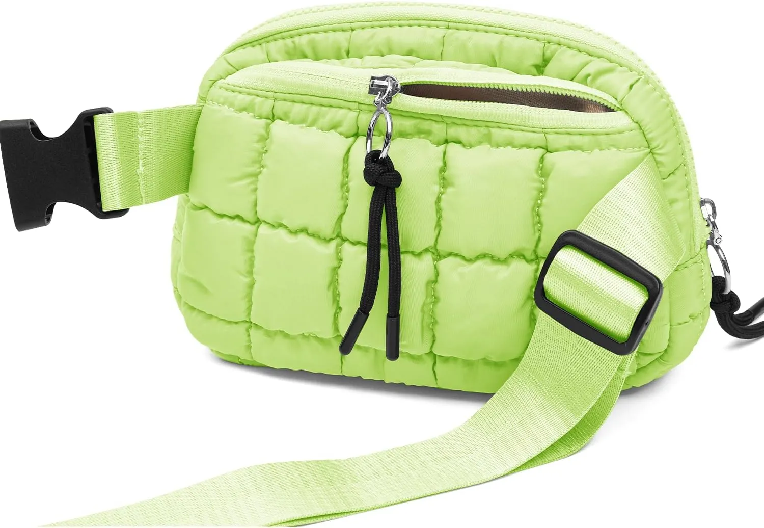 Quilted Puffer Belt Bag Waist Fanny Packs Lightweight Crossbody Bag with Adjustable Strap for Workout Running Traveling Hiking 8042 Light Yellow