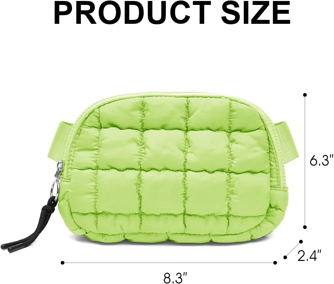 Quilted Puffer Belt Bag Waist Fanny Packs Lightweight Crossbody Bag with Adjustable Strap for Workout Running Traveling Hiking 8042 Light Yellow