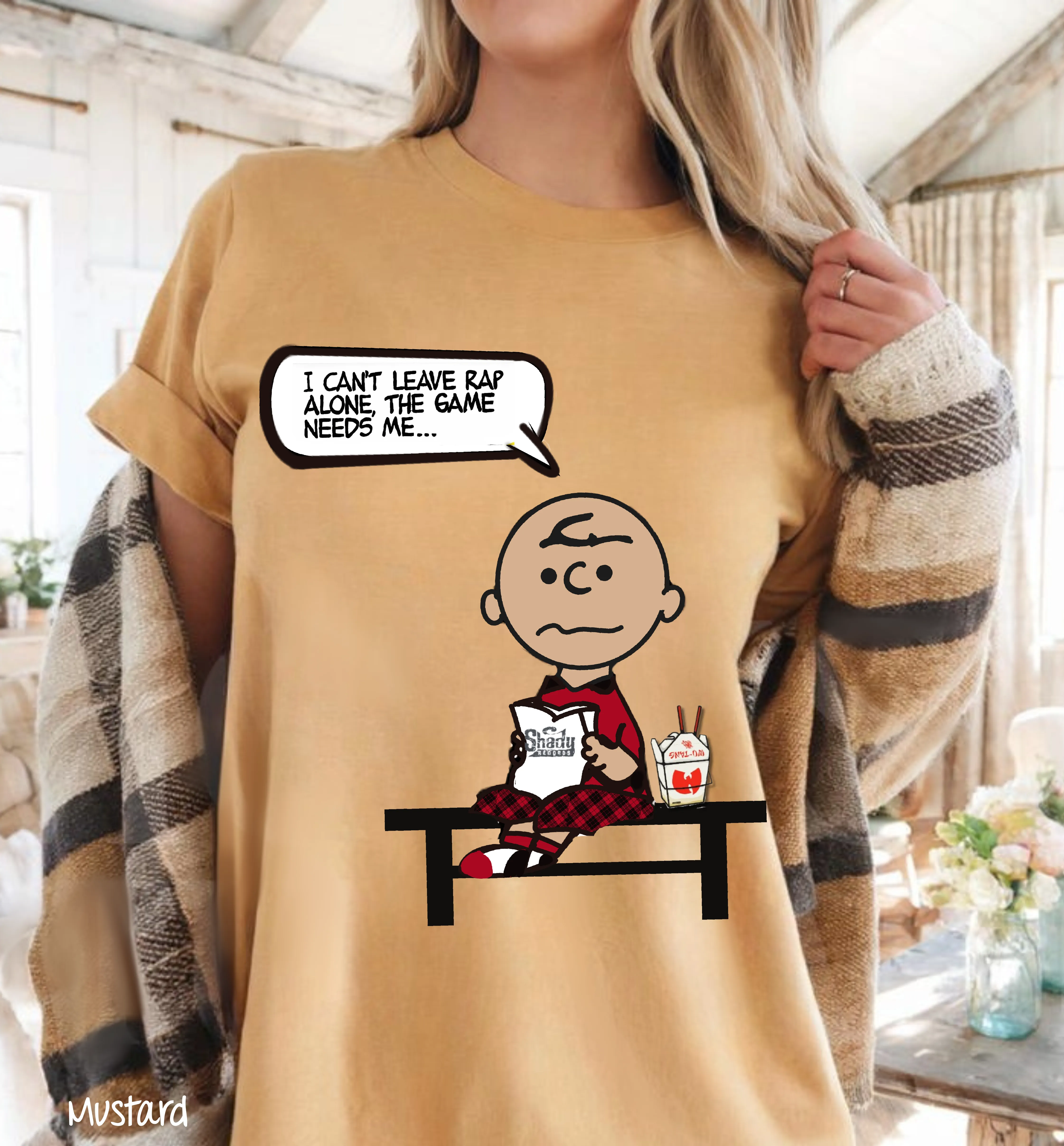 "The Game Needs Me" Charlie Brown Sneaker Match Tee – Air Jordan 1 Mid Gym Red