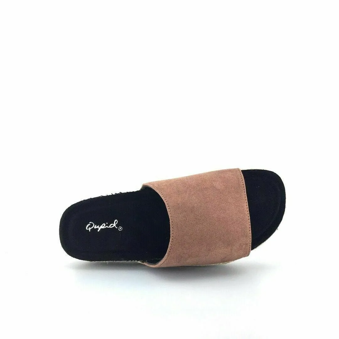Qupid Womens Size 5M Brown Everyday Espadrille Slides “Idelisa-02”