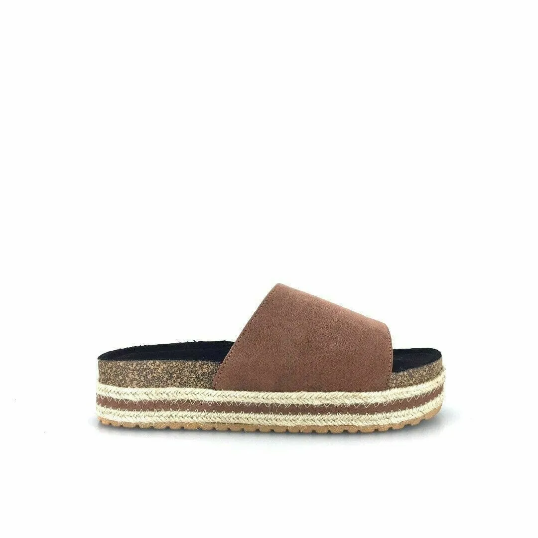 Qupid Womens Size 5M Brown Everyday Espadrille Slides “Idelisa-02”