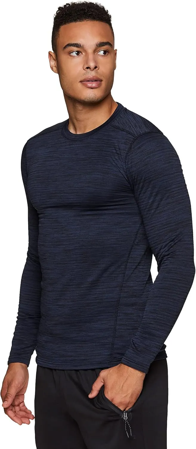 RBX Active Men's Athletic Performance Long Sleeve Crew Neck Fleece Lined Insulated Fitted Base Layer T-Shirt