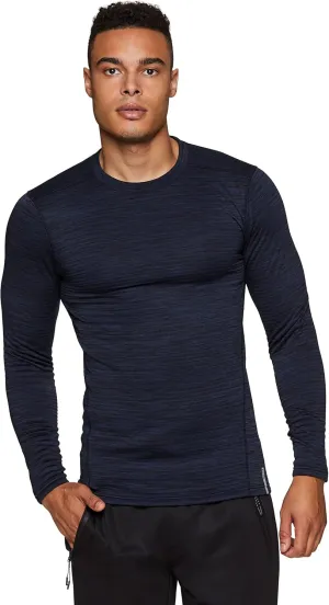 RBX Active Men's Athletic Performance Long Sleeve Crew Neck Fleece Lined Insulated Fitted Base Layer T-Shirt