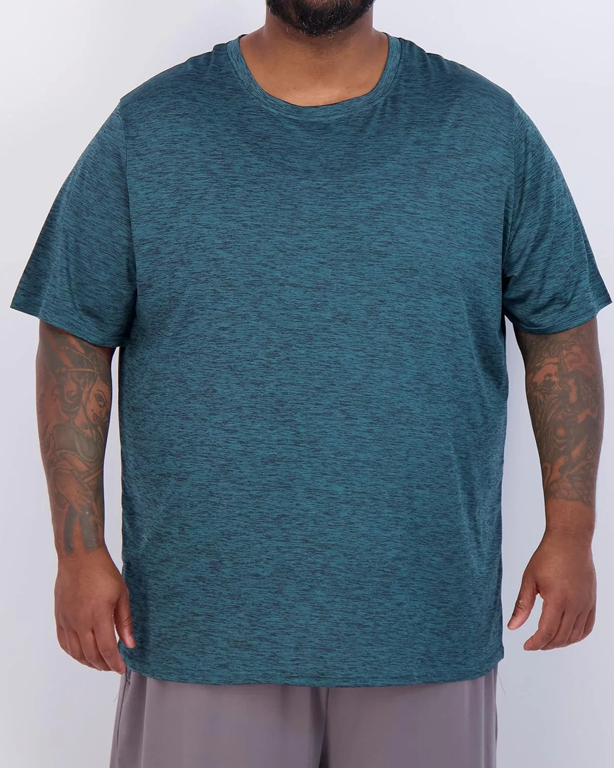 Real Essentials 3 Pack: Men’s Big & Tall Tech Stretch Long-Sleeve & Short-Sleeve Dry-Fit T-Shirt (3XT-5XT)