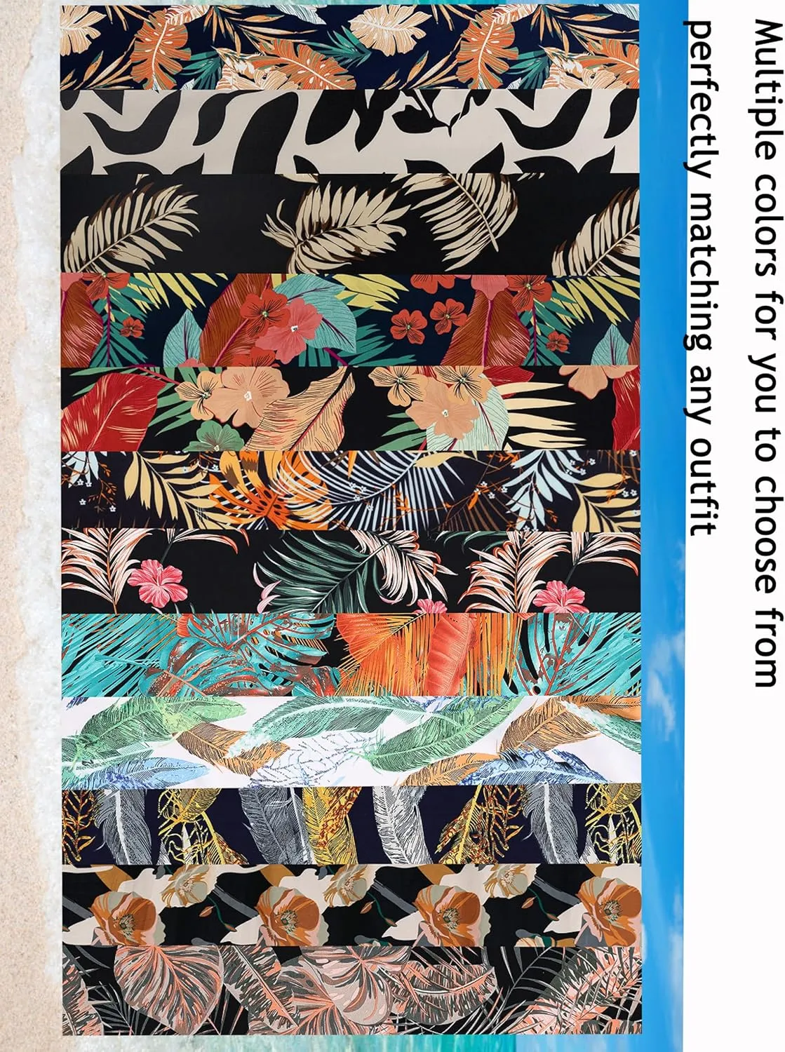 REDHOTYPE Women's 2 Piece Outfits Kimono Style Tropical Print Cover Ups Half Sleeve Blouse Shorts Set Summer Beachwear （S-XL）