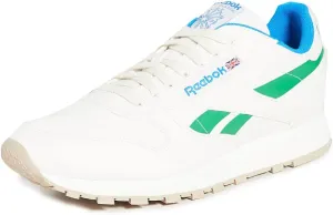 Reebok mens Classic Leather Sneaker, Chalk/Court Green/Horizon Blue, 7 US