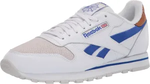 Reebok mens Classic Leather Sneaker, White/Court Blue/Morning Fog, 8.5 US