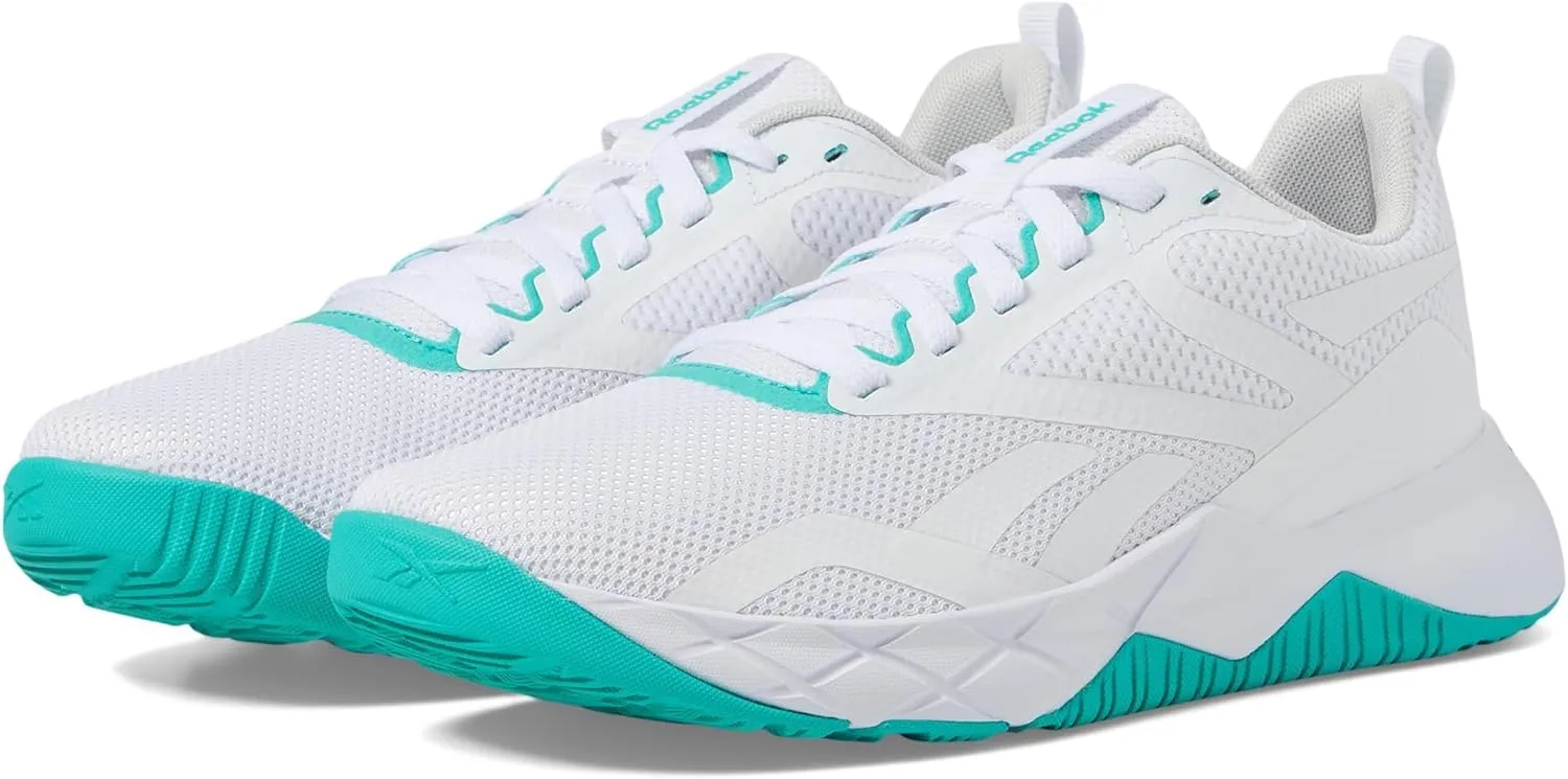 Reebok Women's NFX Trainer Sneaker, Footwear White/Black/Unleashed Green, 9.5