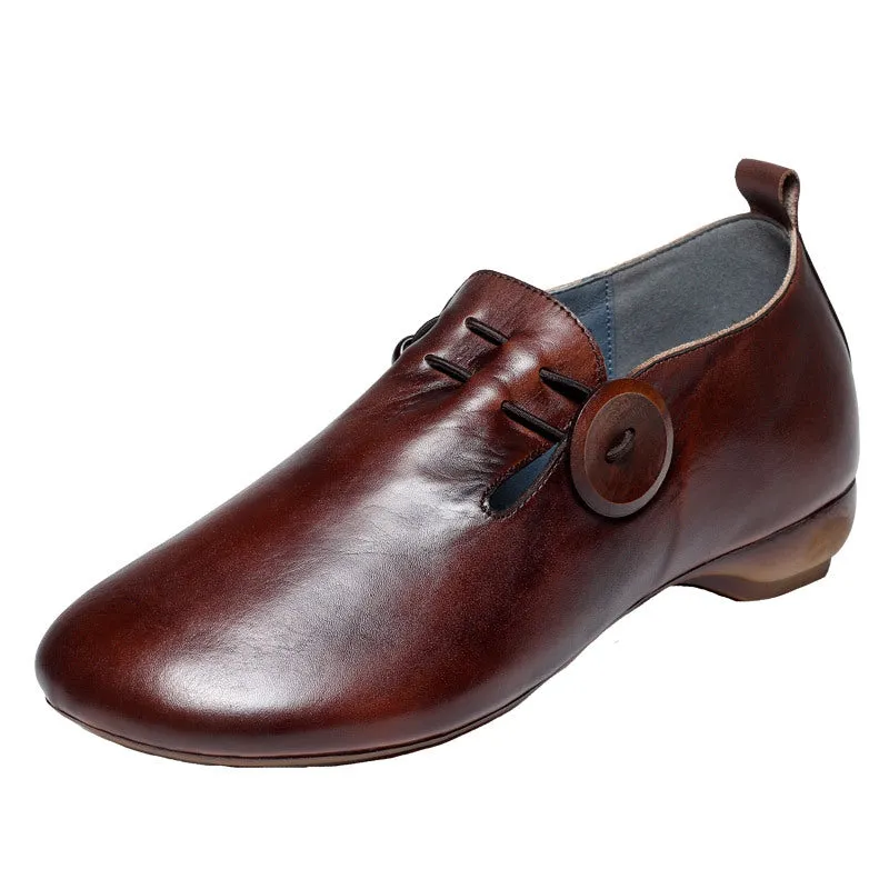 Retro Stretch Slip-On Leather Flats