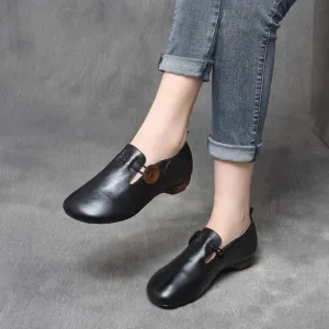 Retro Stretch Slip-On Leather Flats