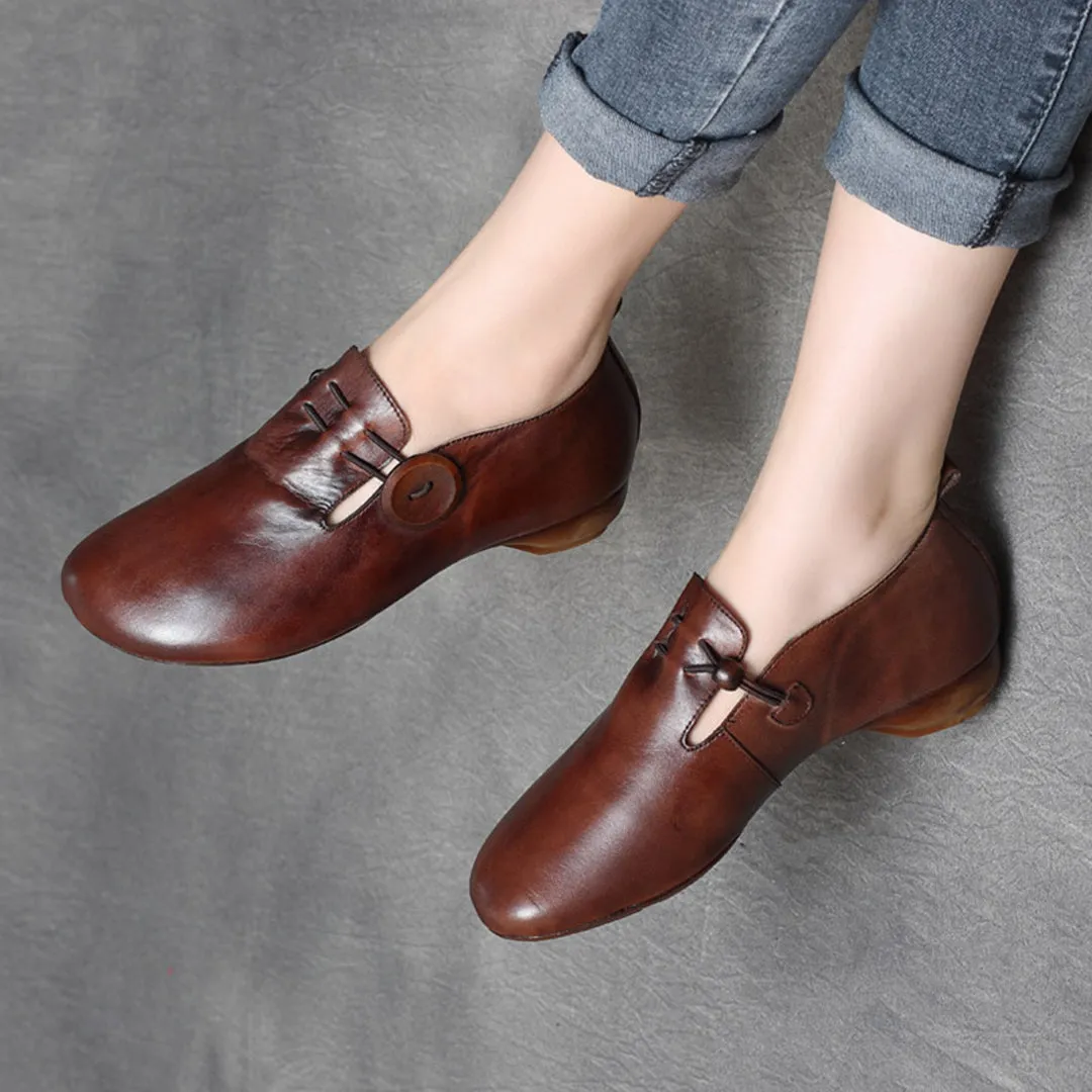 Retro Stretch Slip-On Leather Flats