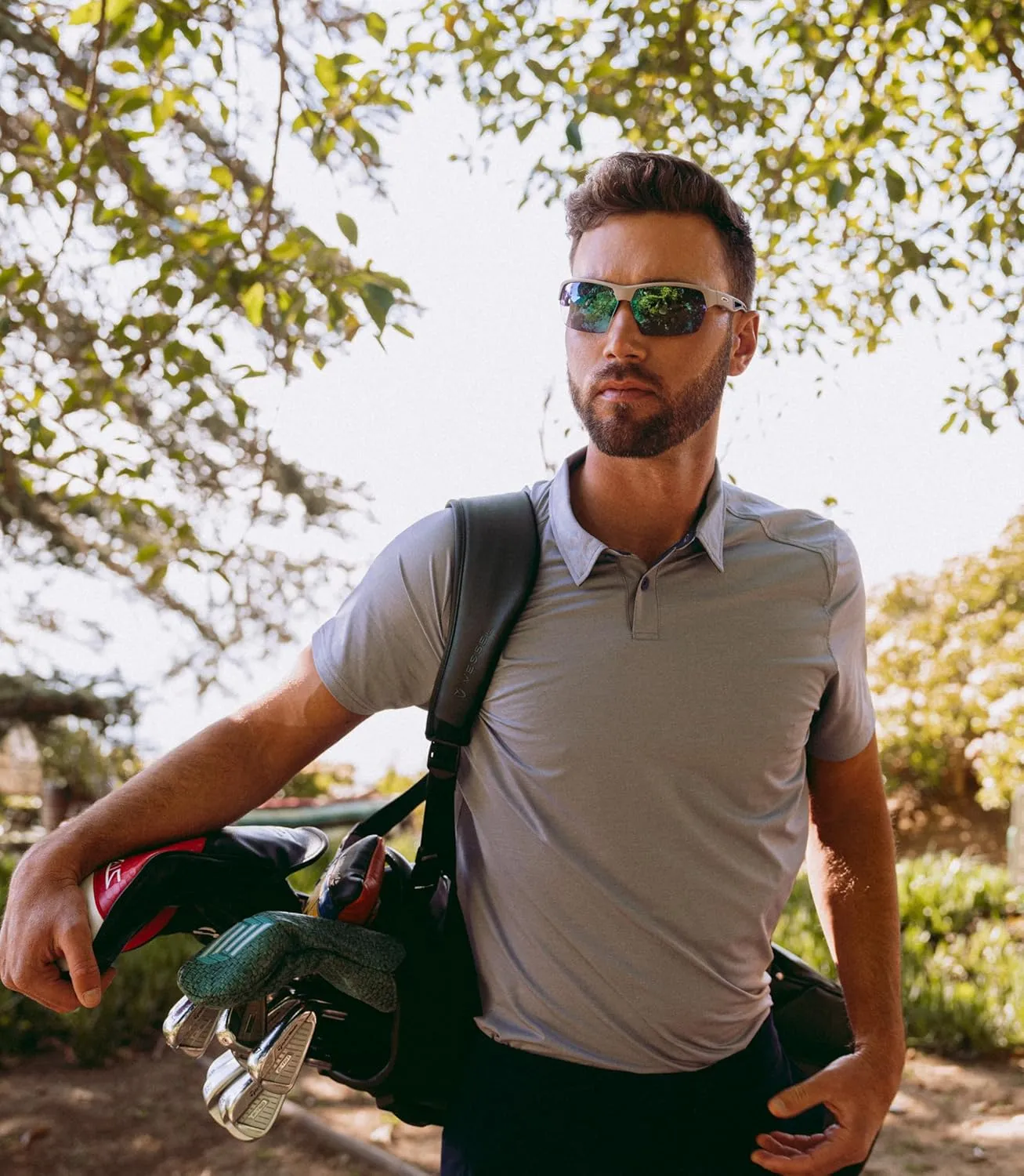 Revo Sunglasses Jett: Polarized Lens with Semi-Rimless Rectangle Wrap Frame