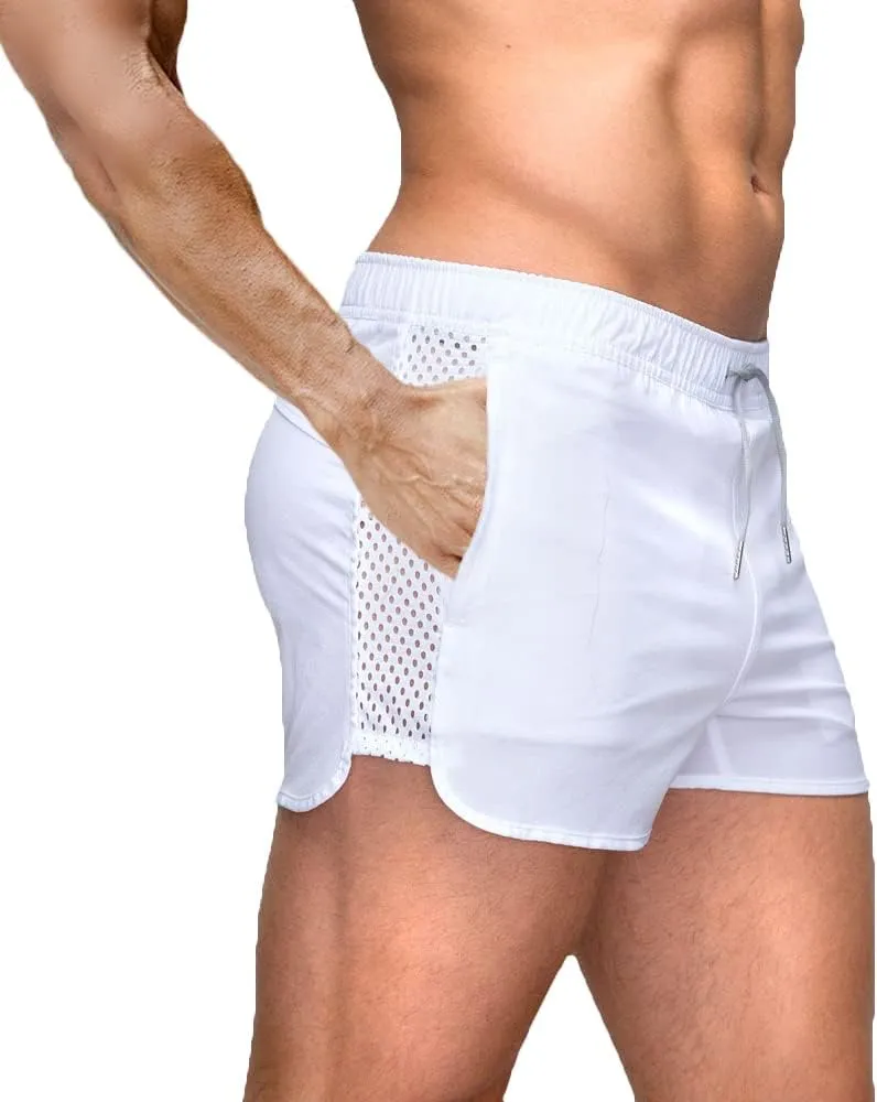 Rexcyril Men's Running Workout Shorts Quick Dry Gym Bodybuilding Athletic Shorts with Pockets
