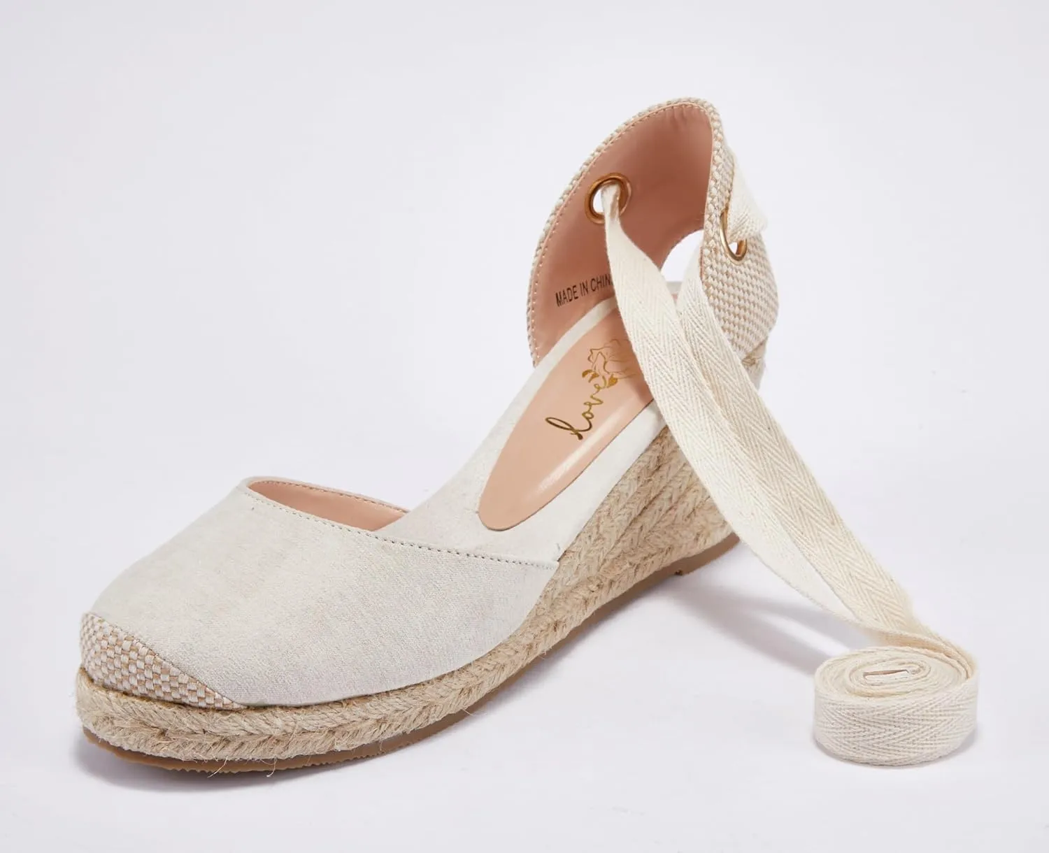 Ruanyu Womens Platform Espadrille Sandals Lace Up Closed Toe Summer Wedge Sandals
