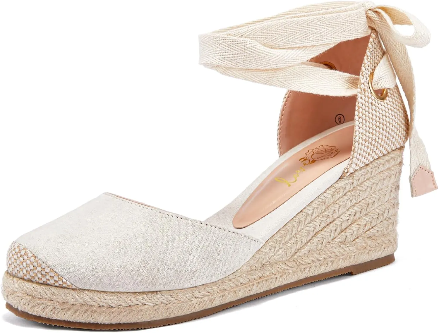 Ruanyu Womens Platform Espadrille Sandals Lace Up Closed Toe Summer Wedge Sandals