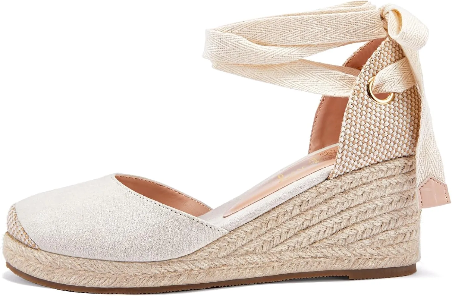 Ruanyu Womens Platform Espadrille Sandals Lace Up Closed Toe Summer Wedge Sandals