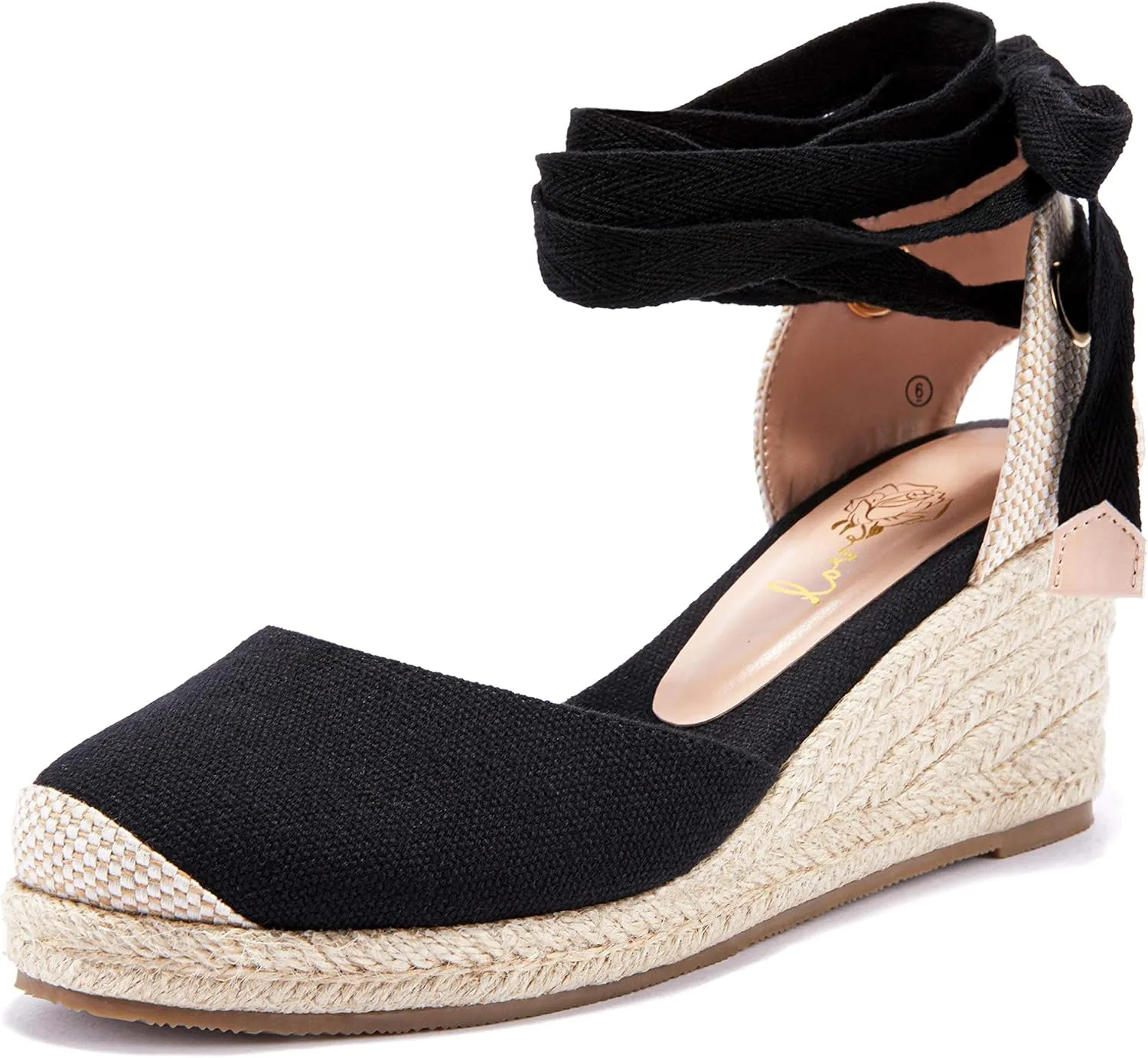 Ruanyu Womens Platform Espadrille Sandals Lace Up Closed Toe Summer Wedge Sandals