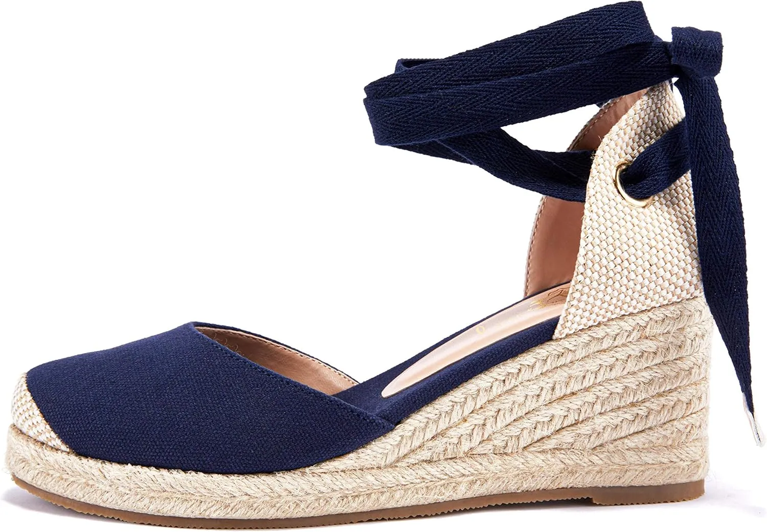 Ruanyu Womens Platform Espadrille Sandals Lace Up Closed Toe Summer Wedge Sandals