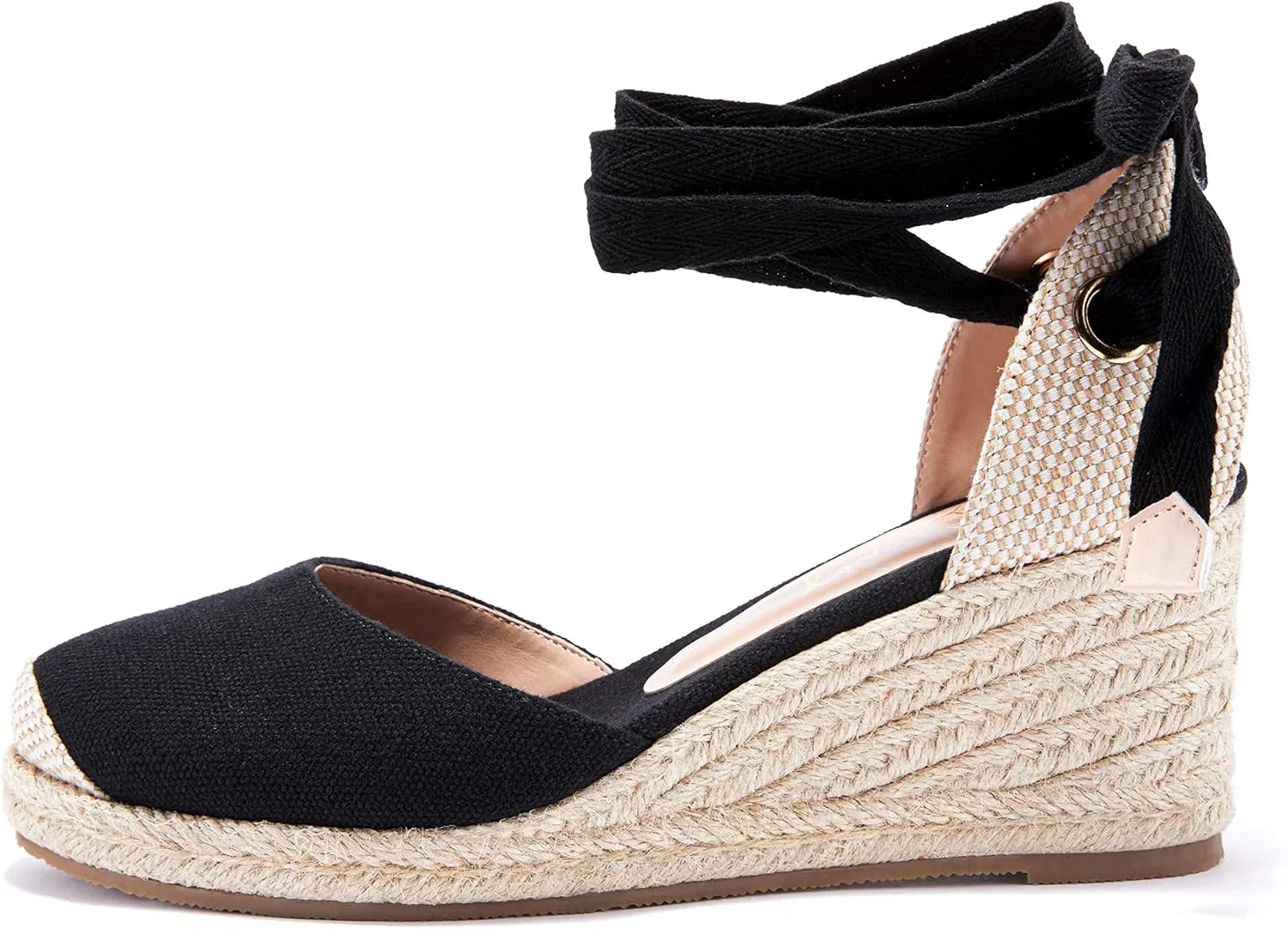Ruanyu Womens Platform Espadrille Sandals Lace Up Closed Toe Summer Wedge Sandals