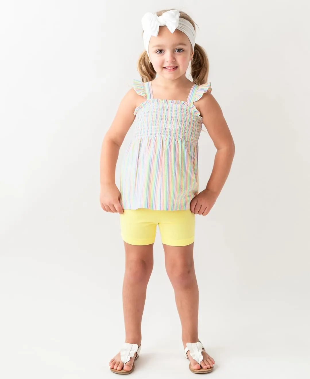 RuffleButts® Girls Pull-On Knit Ruffle Shorts