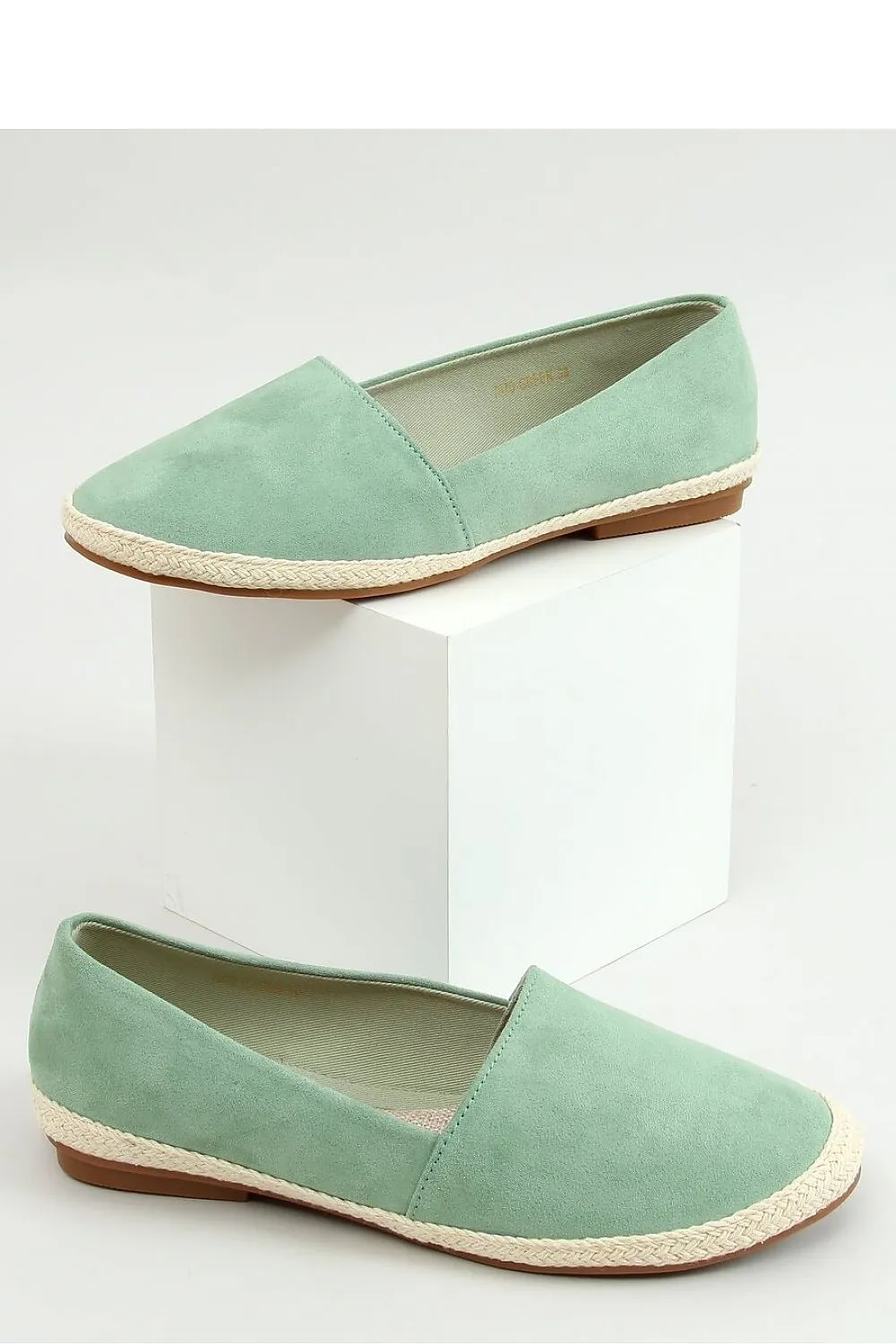 Sage Green Round Toe Eco-Suede Women's Espadrille Flats with Jute Detail