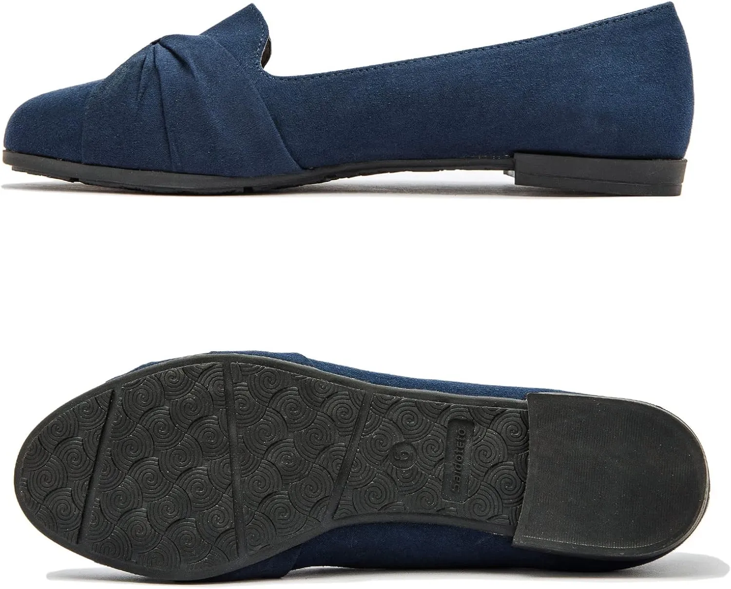 Saidoteto Women's Ballet Flats, Comfortable Round Toe Slip On Flat Shoes Classic Suede Office Dress Shoes for Work