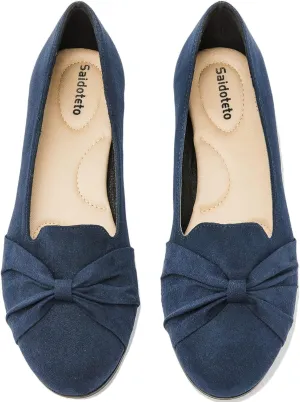 Saidoteto Women's Ballet Flats, Comfortable Round Toe Slip On Flat Shoes Classic Suede Office Dress Shoes for Work